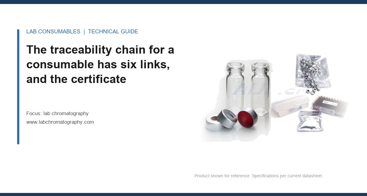 The traceability chain for a consumable has six links, and the certificate